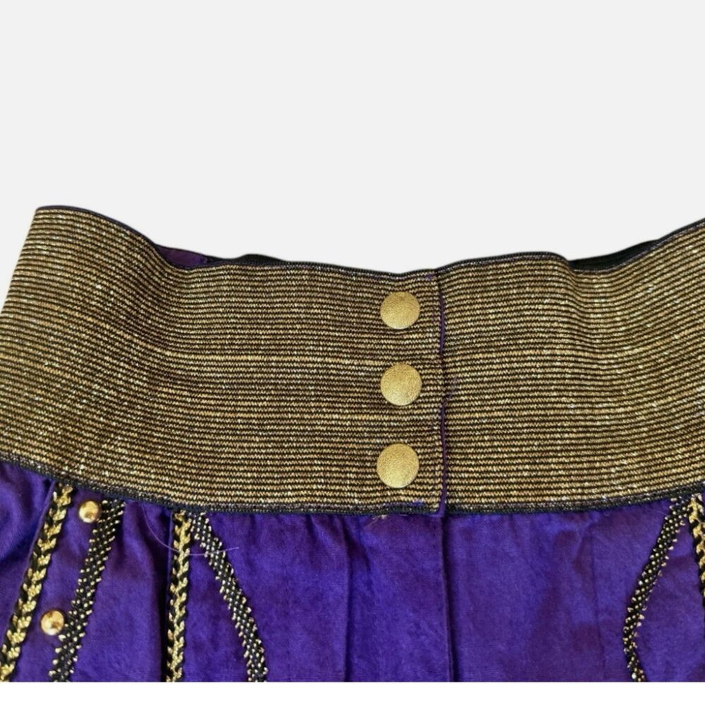 VTG Varda Garfinkel Purple Gold Funky Festival Boho Embellished Pants size M - Picture 5 of 10